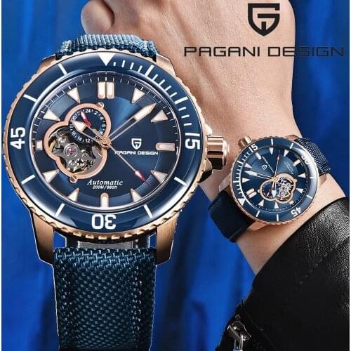 PAGANI DESIGN 2021 Mens Mechanical Watches Luxury Bezel Luminous NH39 Automatic Watch Men Sport 20Bar Waterproof Nylon Leather