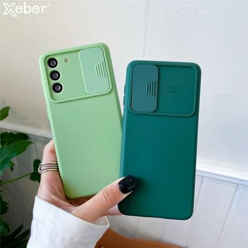 Slide Camera Lens Protection Soft Silicone Case For Samsung A52 A72 A32 A12 A21S S21 FE Note 20 Ultra S20 Plus A71 A50 A30 A20