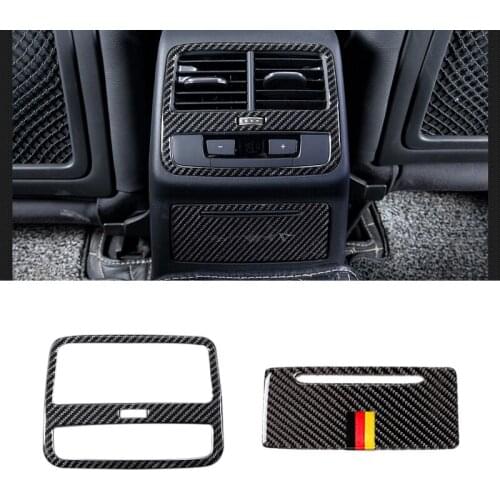 For Audi A4 B9 A4L 2017 2018 Carbon Fiber Car Rear Air Condition Air Outlet Panel Cover Trim