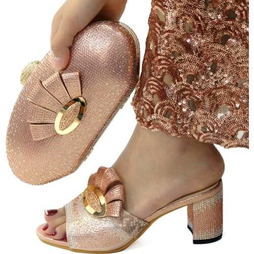 Doershow beautiful style Italian Shoes With Matching Bags African Women Shoes and Bags Set For Prom Party Summer Sandal!HCK1-24