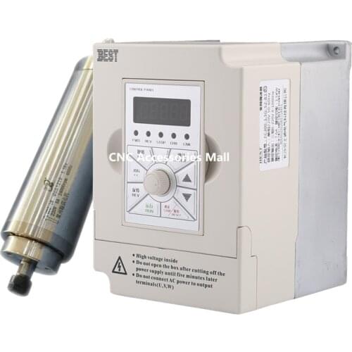 1.5kw water cooled spindle motor ER11 collet D65mm L210mm AC220V & 1.5kw 220v BEST VFD Inverter Variable Frequency Drive