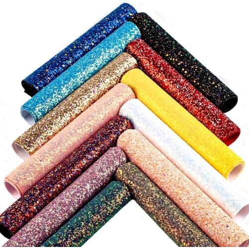 Classic Shining Chunky Glitter Leather Solid Color Sheets A4 22*30cm for Hair Bows Headband Head Clips Making