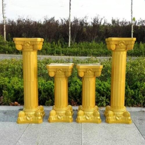 2pcs Gold Roman Columns Fashion Wedding Props Decorative Plastic Pillars Flower Pot Road Lead Stand Party Event Free Shipping