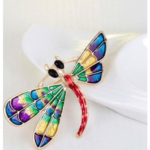 Beatiful Personatily Oil Drop Colorful Dragonfly Brooches Pins Women Sweater Jewelry Accessories Brooches
