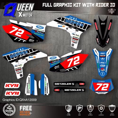 QUEEN X MOTOR Custom Team Graphics Backgrounds Decals 3M Stickers Kit For YAMAHA 2012-2015 WRF450 009