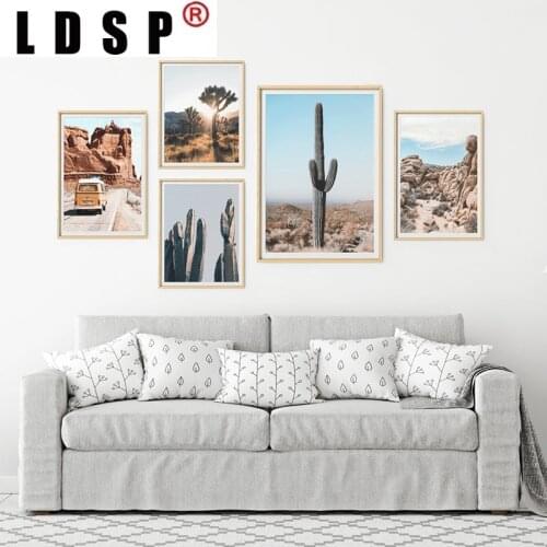 LDSP Desert Cactus Canvas Poster Nordic Style Landscape Nature Joshua Tree Minimalist Wall Art Print Painting Picture Home Decor