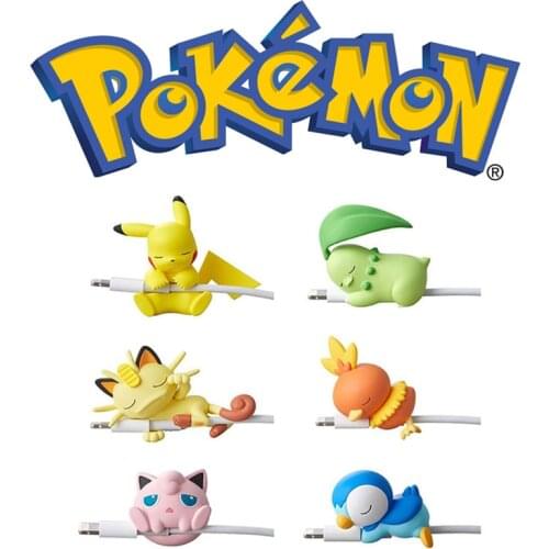 Hot Selling Mini Pokemon Cute Fashion Pikachu Cartoon PVC Buckle USB Charging Cable Protective Cover Eve Vulpix Figure Toys Gift