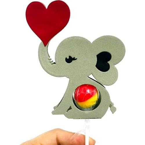 Miss Vintage Heart Elephant Lollipop Holder Cut Metal Craft Dies Card Making Stencils Diy Animal Scrapbooking Embossing Dies