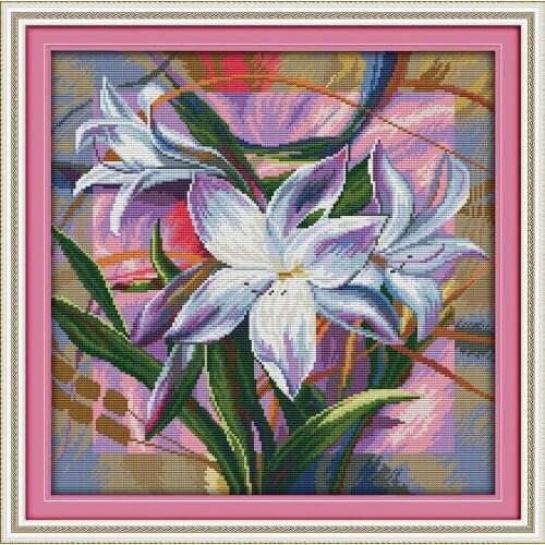 Lily Printing pattern Cross Stitch Kits Chinese Embroidery Needlework DMC Counted Home Decor Cross-stitch set Beautiful gift