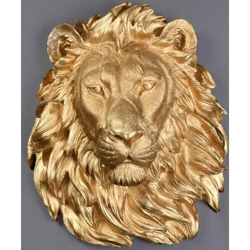 New Large Size Gold Lion Head Wall decoration Hanging Wall Animal Head Resin Pendant Wall Ornaments Home Accessories
