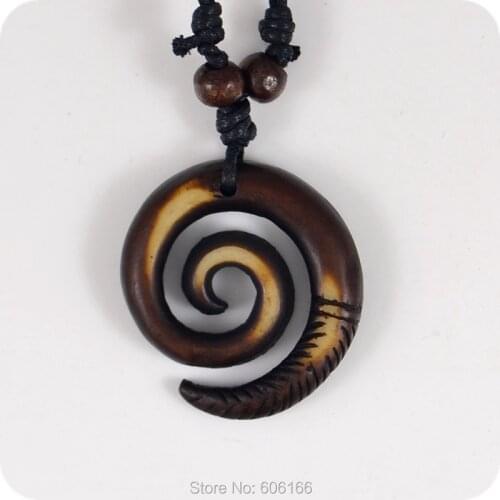 NEW Design Spiral Helix Resin Carving Pendant Necklace Amulet Lucky Gift Tribal Fashion Jewelry