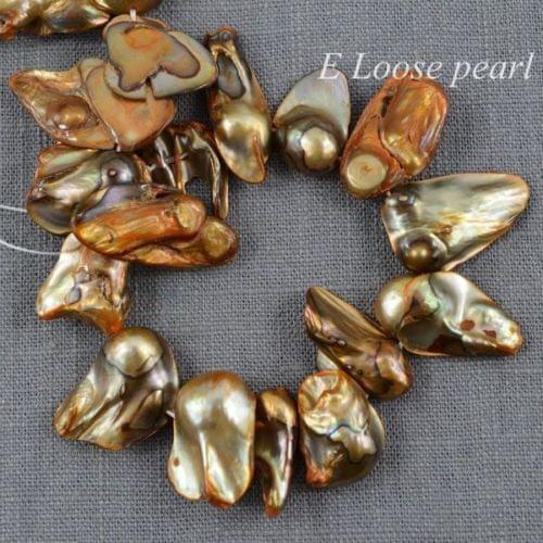 Wholesale AA Tail Pearl Freshwater Pearl Top Drilled Dancing Orange Loose Pearl 11-14mm 15"