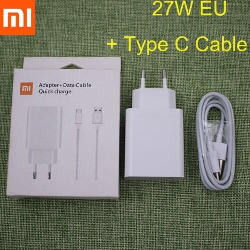 Xiaomi 27W Charger Original Mi QC 4.0 Turbo Fast Charger Adapter Type C Cable For Mi 11 10 Ultra 9 Pro 9T Poco X3 NFC M3 K40 K30