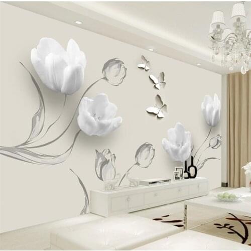 Wellyu Custom wallpaper Fashion simple tulips 3D TV background wall custom large mural wallpaper papel de parede para quarto
