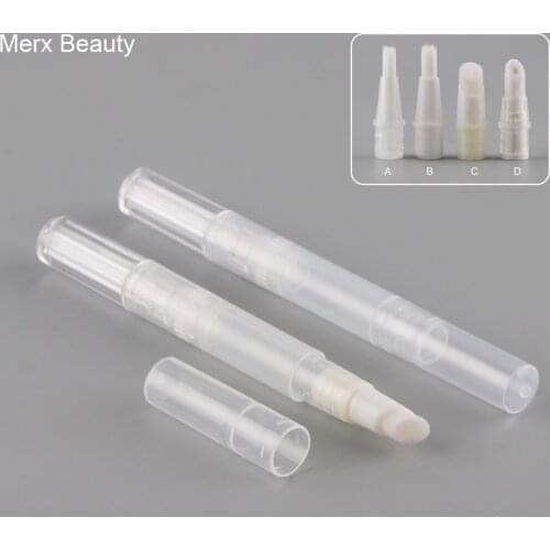 50PCS 3ML Transparent Plastic Twist Pen With Multi Brush Head, Empty Portable Cosmetic Pen Lip Gloss Tube Dial Up/wind up Pen