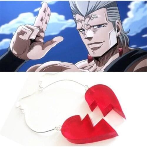 Anime Jojo Bizarre Adventure Cosplay Earring Pendant Jean Pierre Polnareff Personality Heart-shaped Cherry Earrings