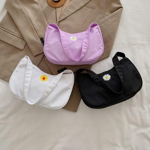 Korean Daisy Flower Women Shoulder Bags Nylon Portable Fashion Top-handle Handbag Lady Hobo Travel Daily Totes Pouch Hot Sale