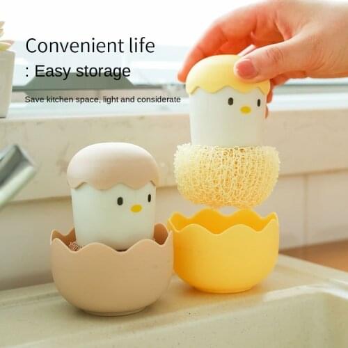 Creative Eggshell Chicken Handle Pot Brush Kitchen Fiber Can Replace Cleaning Balls with More Use Decontamination Cleaning Brush