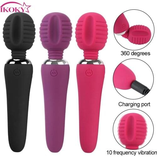 IKOKY 10 Speeds Magic Wand AV Vibrator Clitoris Nipple Stimulator Sex Toys for Woman G-Spot Massager Super Powerful Sex Shop