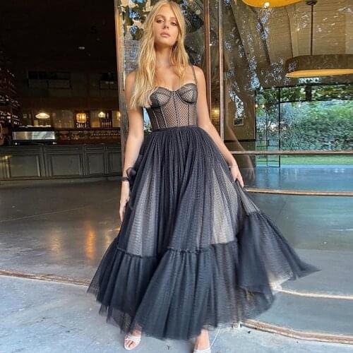 LORIE Vintage Prom Dresses 2021 Sweetheart A-Line Polka Dot Party Dress Mid Length Celebrity Graduation Gown sukienka wieczorowa