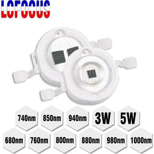 High Power LED Chip IR Infrared 3W 5W 680nm 740nm 800nm 850nm 880nm 940nm 980nm Emitter Diode Light Lamp for Night Vision Camera