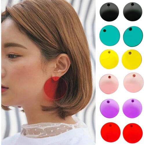 2018 Women Trendy Transparent Circle Round Stud Earrings Acrylic Jewelry Party Charm