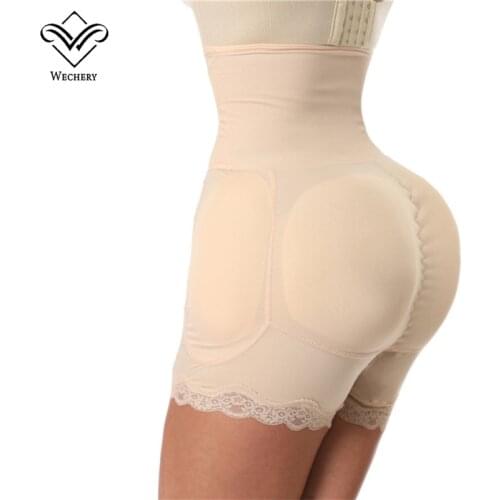 Wechery Women Sponge Padded Control Panties 4 Pads Sexy Shapewear Butt Lifter Waist Trainer Slimming Belt Underwear Body Shapers