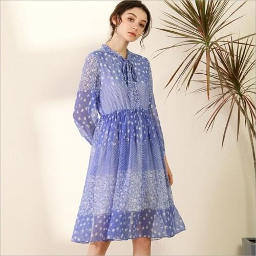 2021 Women Spring And Summer Dress Female New Mid-length Dresses Printed Waist Chiffon Midi Skirt Pleated Skirts Vestidos Lady