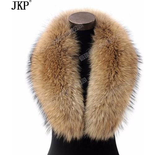 Winter 100% Real Natural Raccoon Fur Collar & Womens Scarfs Fashion Coat Sweater Scarves Collar Luxury Raccoon Fur Neck Cap