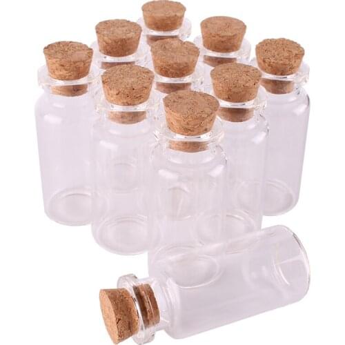 24pcs 12ml 24*52*12.5mm Small Glass Wishing Bottles with Cork Stopper Empty Spice Bottles Jars Gift Crafts Vials