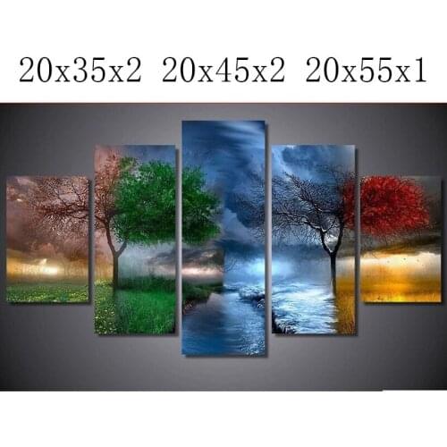 5PCS diamond embroidery Four Seasons Tree diamond painting Cross Stitch full Square/Round drill Rhinestone Wedding decorationLWC