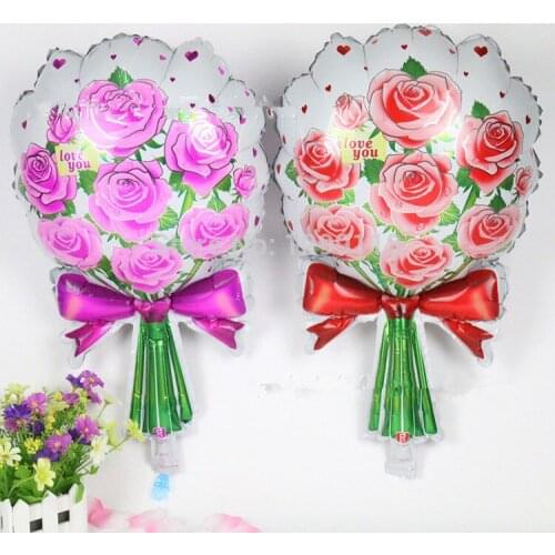 5pcs/lot 25 Inches New Pink Rose Flowered Shaped Foil Balloons Wedding Party Decorations Wedding Decor Cheap Balloons