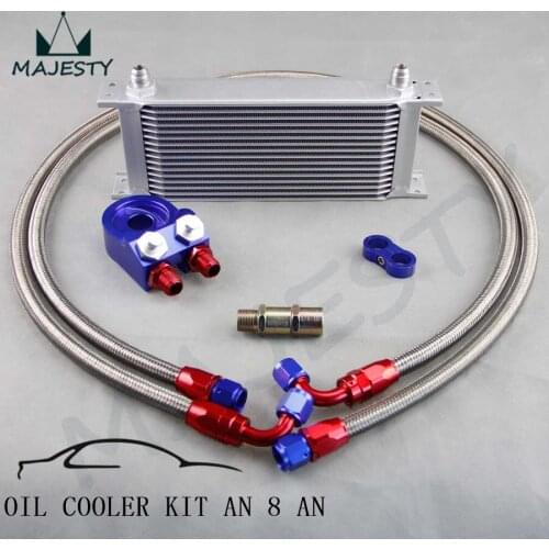 AN-8AN 16 ROW UNIVERSAL ENGINE TRANSMISSION OIL COOLER +FILTER ADAPTER AN8 KIT
