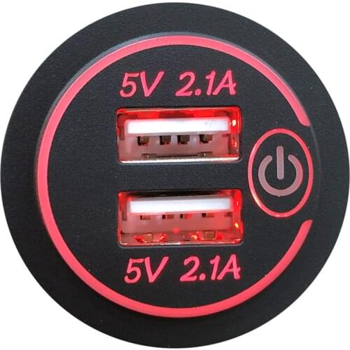 P15-S Car Adapter Charger Cigarette Lighter Dual USB Charger with Switch 2 Terminals for Car Motorcycle Boat Truck