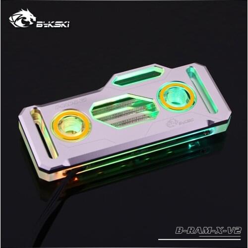 B-RAM-X-V2 Bykski Silver/Black Memory RAM water block, Water Cooling Dual for 4 memory Channels Computer WaterCooling