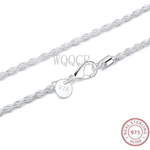 925 Sterling Silver 2MM/3MM/4MM Necklace Chain for Men Women Fashion Classic Twisted Rope Necklace