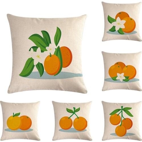 Fruit Orange Cushions Cover Branch Home Decor Linen Pillow Cover Decorative Throw Cushion Cover ZY588