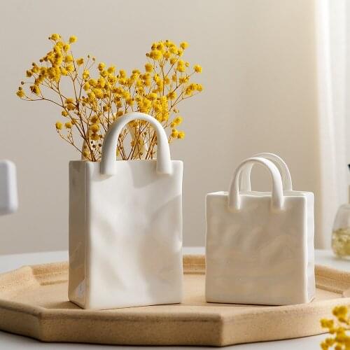Nordic Decorative Vase Handbag Ceramic Vase Decoration Home Flowers for Decor Table Decoration Accessories Room decor Vase Gift