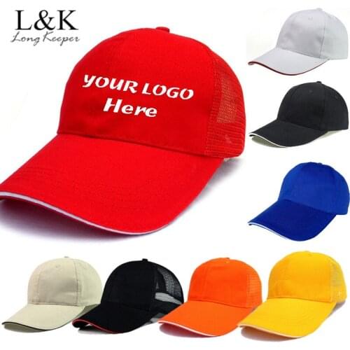 Long Keeper Wholesale Flat Brim Cap Blank Baseball Hats for Men Women Print LOGO Custom Hip Hop Adult Casual Gift Hats 20pcs/lot