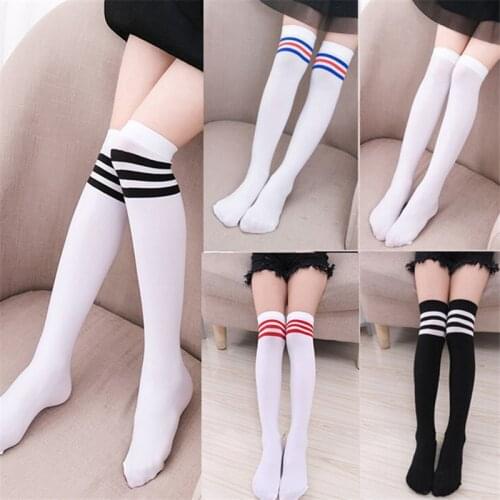White School Girls Socks Velvet Knee High Long Socks Cartoon Star Heart Stripe Design Kid Black Princess Socks Kniekousen Meisje
