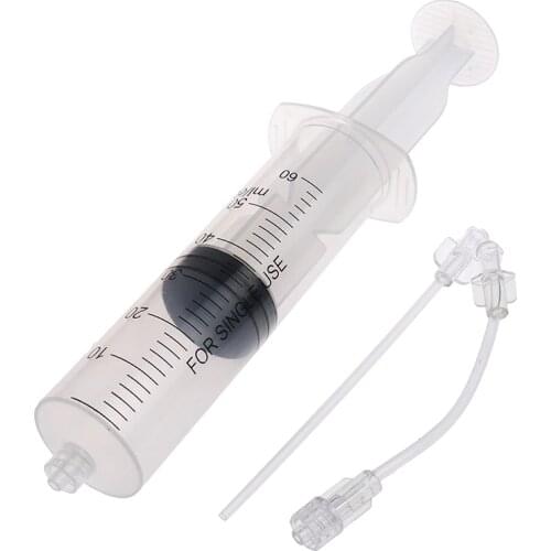 Bicycle Tubeless Tire Liquid Injection Tool Bike Tire Tubeless Sealant Injector 60ml Syringe Rubber Hose Kit For MTB Bicycle