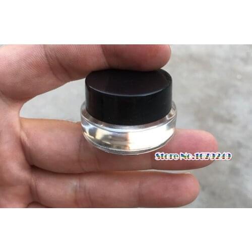 Short glass Cream Bottle jar with black cap,5g Eye cream Cosmetic Empty Jar Pot glass sample container for nail oil 100pcs/lot