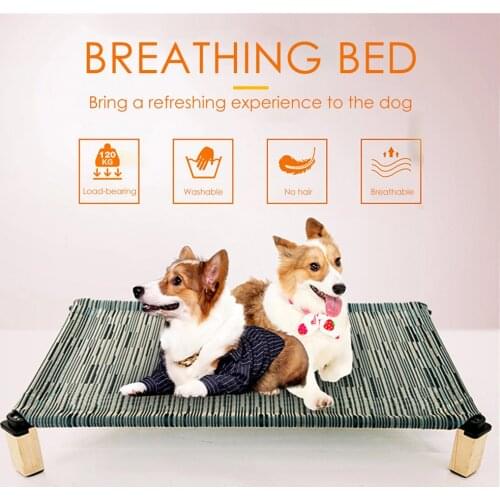 Solid Wood Pet Cushion Trampoline Bed Dog Sleeping Ice Pad Dog Kennel Summer Cool Kennel Large Dog Bed Summer Dog Camping Bed