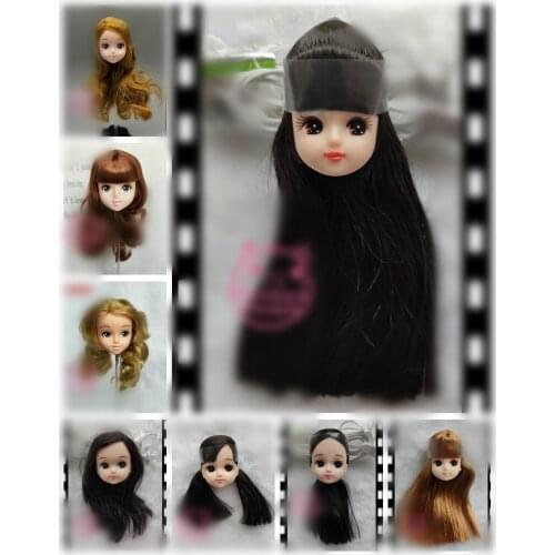 Long Hair Licca Doll Heads Short Long Curve Hair Soft Gold Black Yellow Hair Doll Heads Boy Girl Doll Parts DIY Accessories Toy