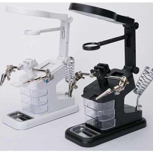 Magnifier Soldering Station 3X 4.5X 25X Magnifying Glass Stand with Clamp and Alligator Clips LED Light Helping hands