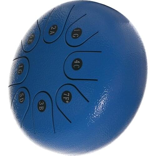 Mini 8 Notes 6" Steel Handpan Tongue Drum And Notes Stickers Gift Blue