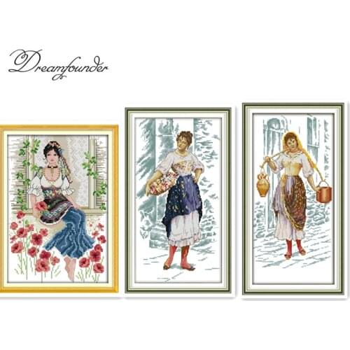 Beauty cross stitch kit aida 14ct 11ct count printed canvas stitches embroidery DIY handmade needlework