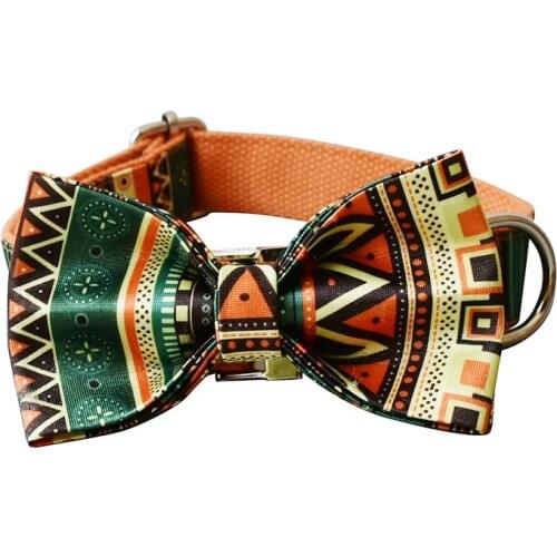 National Wind 03 Dark Orange Background Personalized Dog ID Tag Collar For Chihuahua Poodle Custom Pet Name And Phone Number