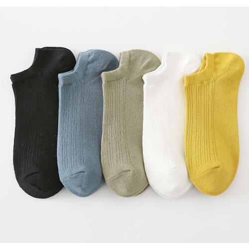 5 Pairs Men Socks New Spring summer Products Pure Color The Shallow Mouth Soft Breathable Cotton Breathable Wholesale