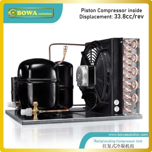 34cc/rev air cooled conventional condensing unit with service valves (SAE flare) is easy and quick to access evaporators